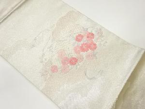 銀駒刺繍文箱に花々模様名古屋帯